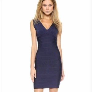 Herve Leger navy bandage cocktail dress